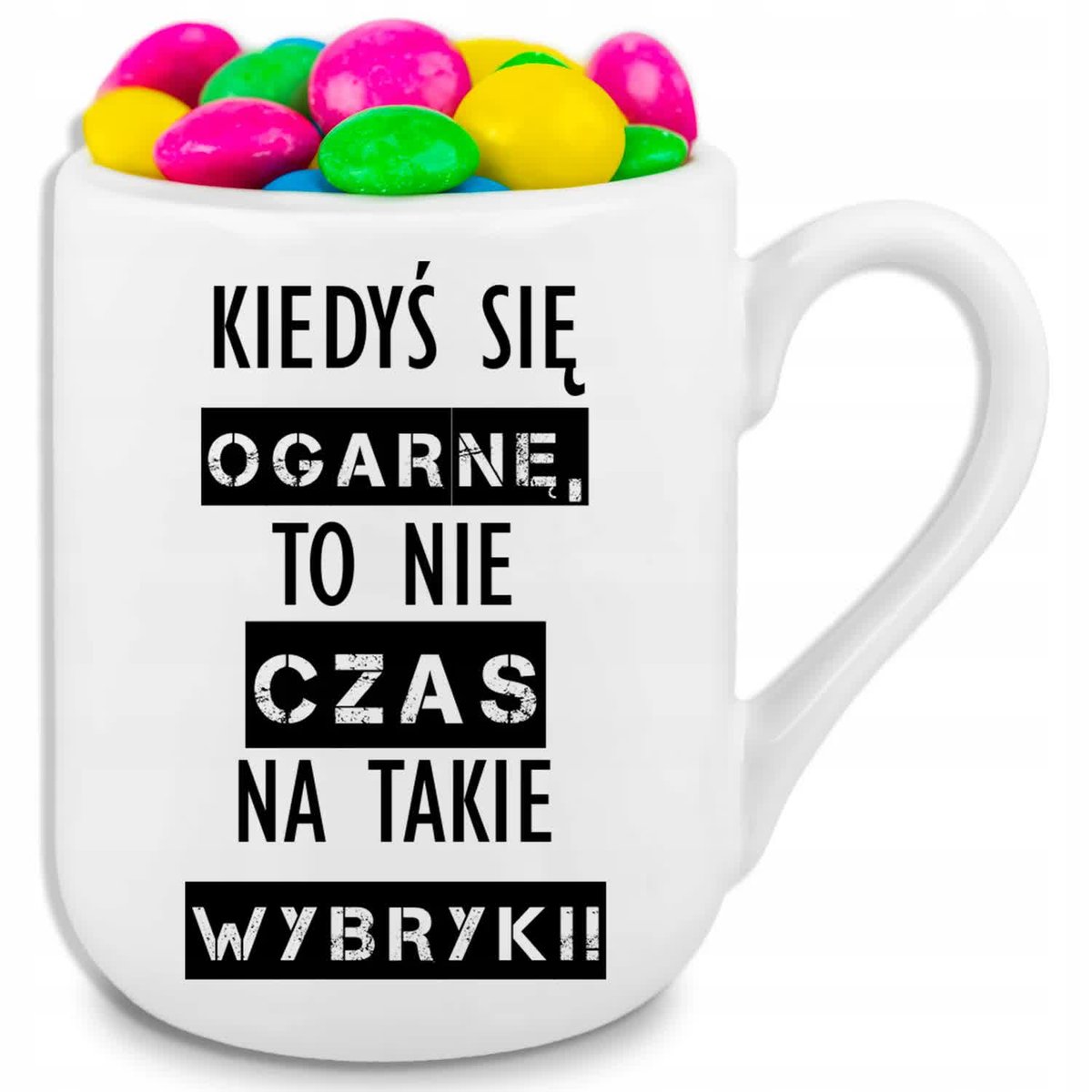 Kubek Biały 330ml COFFEE Kiedyś się Ogarnie do Pracy Śmieszny Wiele Wzorów