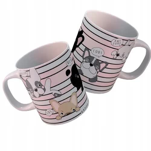 Kubek Biały PEŁEN NADRUK wzór PIESKI PIESEK 06