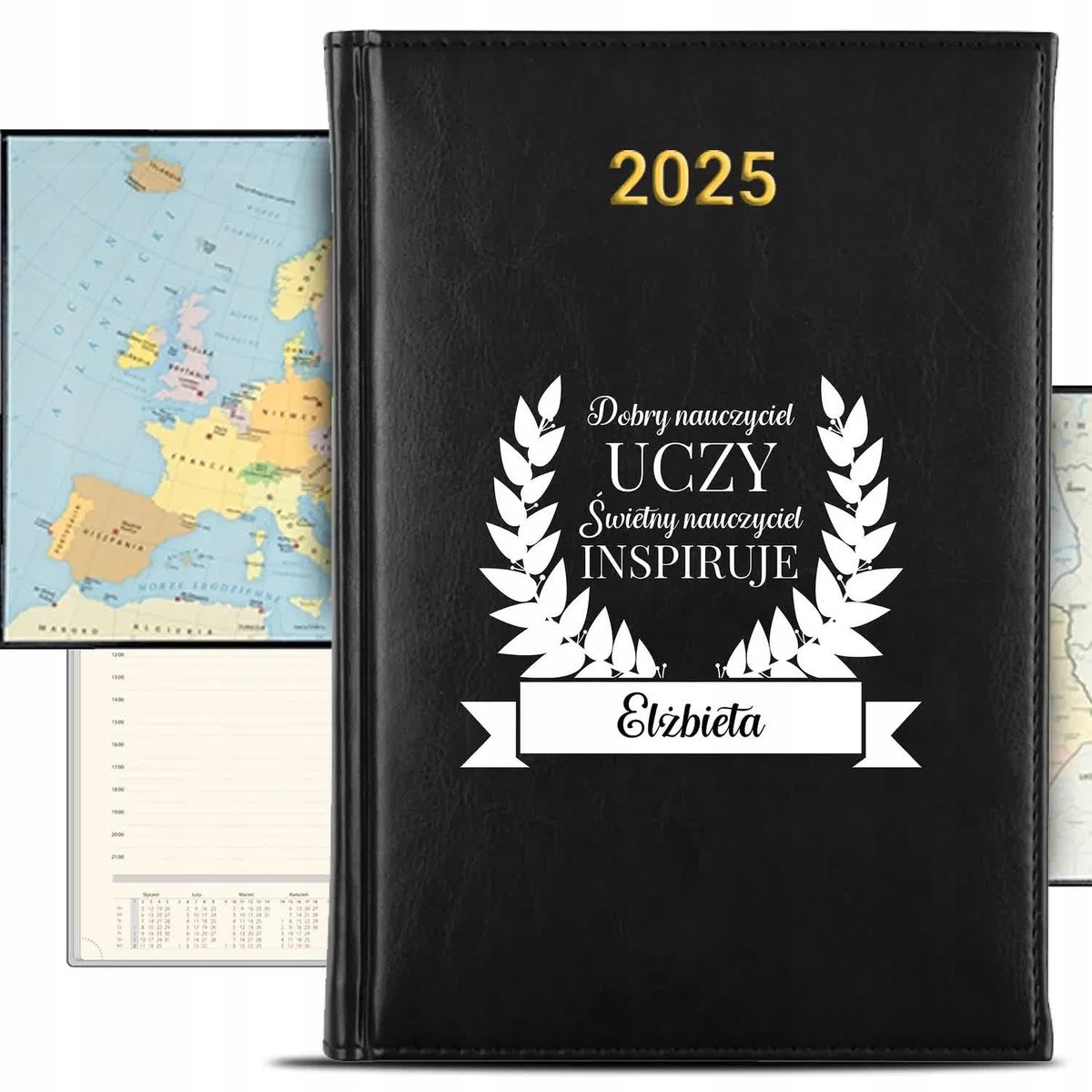 KALENDARZ 2025 Rok Książkowy Czarny Planer Dla Dobrego Nauczyciela KREATOR