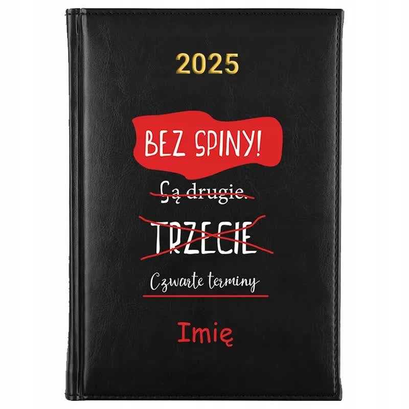 Kalendarz Książkowy Czarny A5 2025 BEZ SPINY SĄ CZWARTE TERMINY Planer Wz