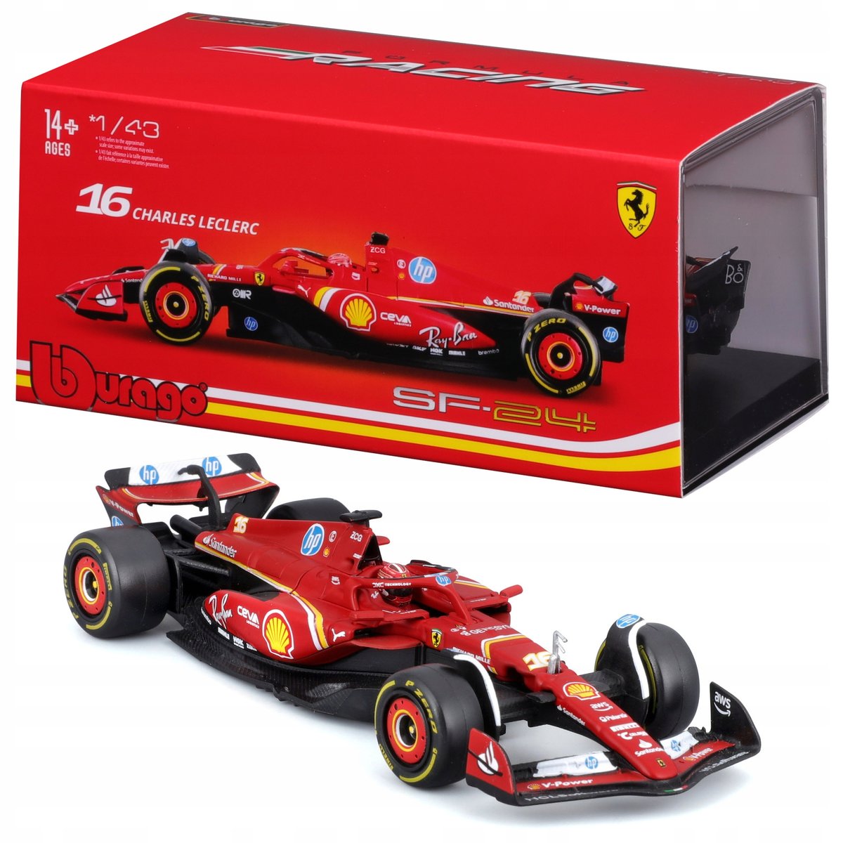 BOLID F1 Ferrari SF-24 GP Włoch 2024 Charles Leclerc 1:43 BBURAGO 18-36843