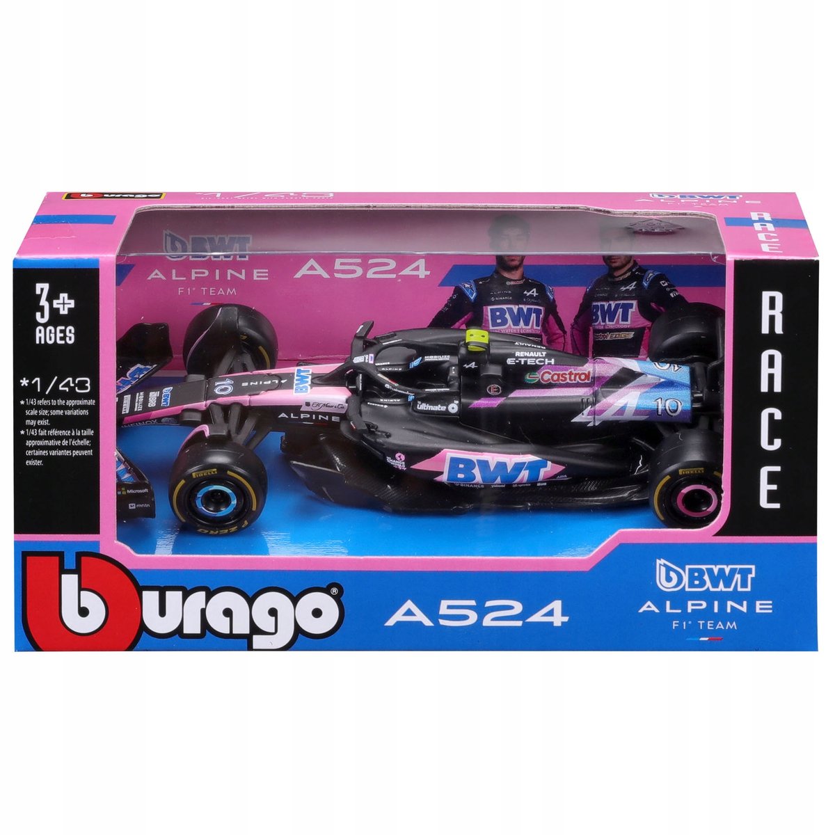 BOLID F1 BWT Alpine Team A524 2024 Pierre Gasly 1:43 model BBURAGO 18-38219