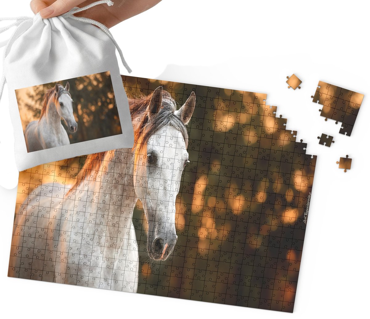 Puzzle Tradycyjne - Słodki Konik Koń Stajnia Wzory Prezent 96El + Woreczek