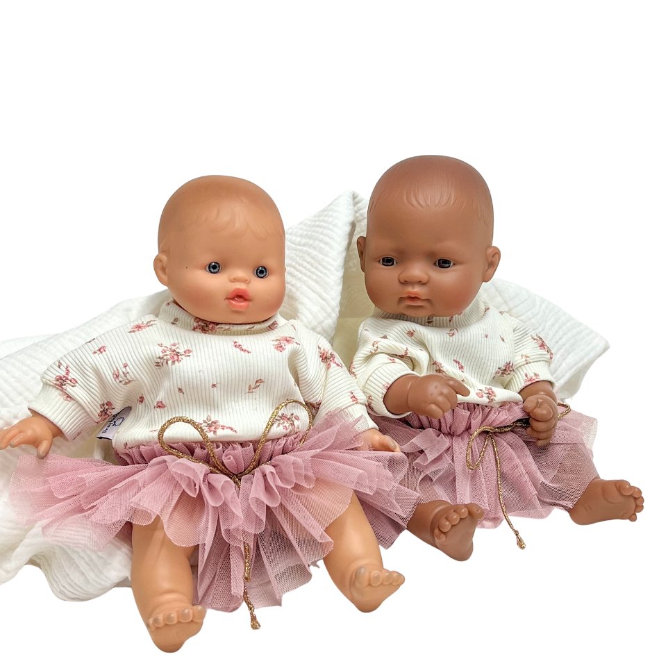 Zestaw dla lalek Minikane 28 cm, Miniland 32 cm, Corolle 30 spódniczka ciemny róż i bluza