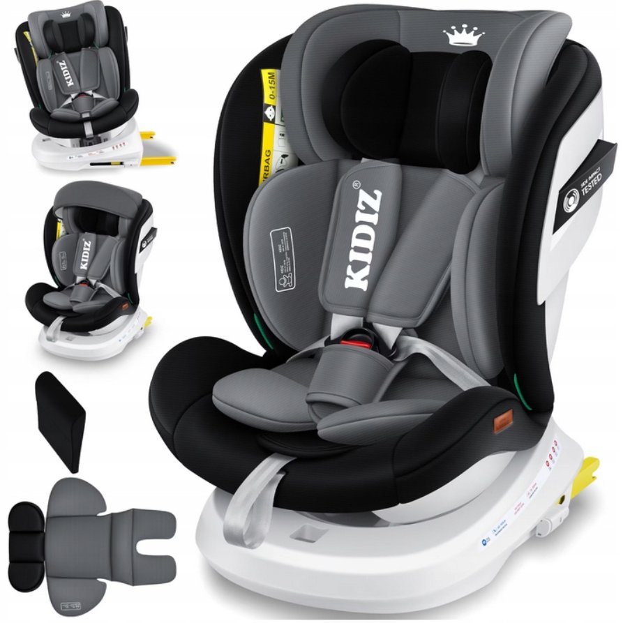 Fotelik samochodowy dla dzieci KIDIZ ISOFIX 360° obrotowy 0–36 kg od 0 do 12 lat