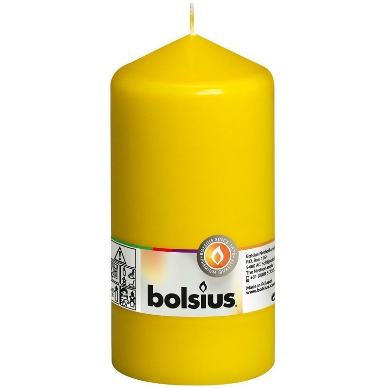 Bolsius świeca bryłowa pieńkowa słupek bezzapachowa 15cm 150/78 mm - Żółta