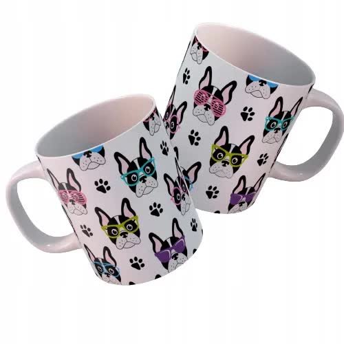 Kubek Biały PEŁEN NADRUK wzór PIESKI PIESEK 04