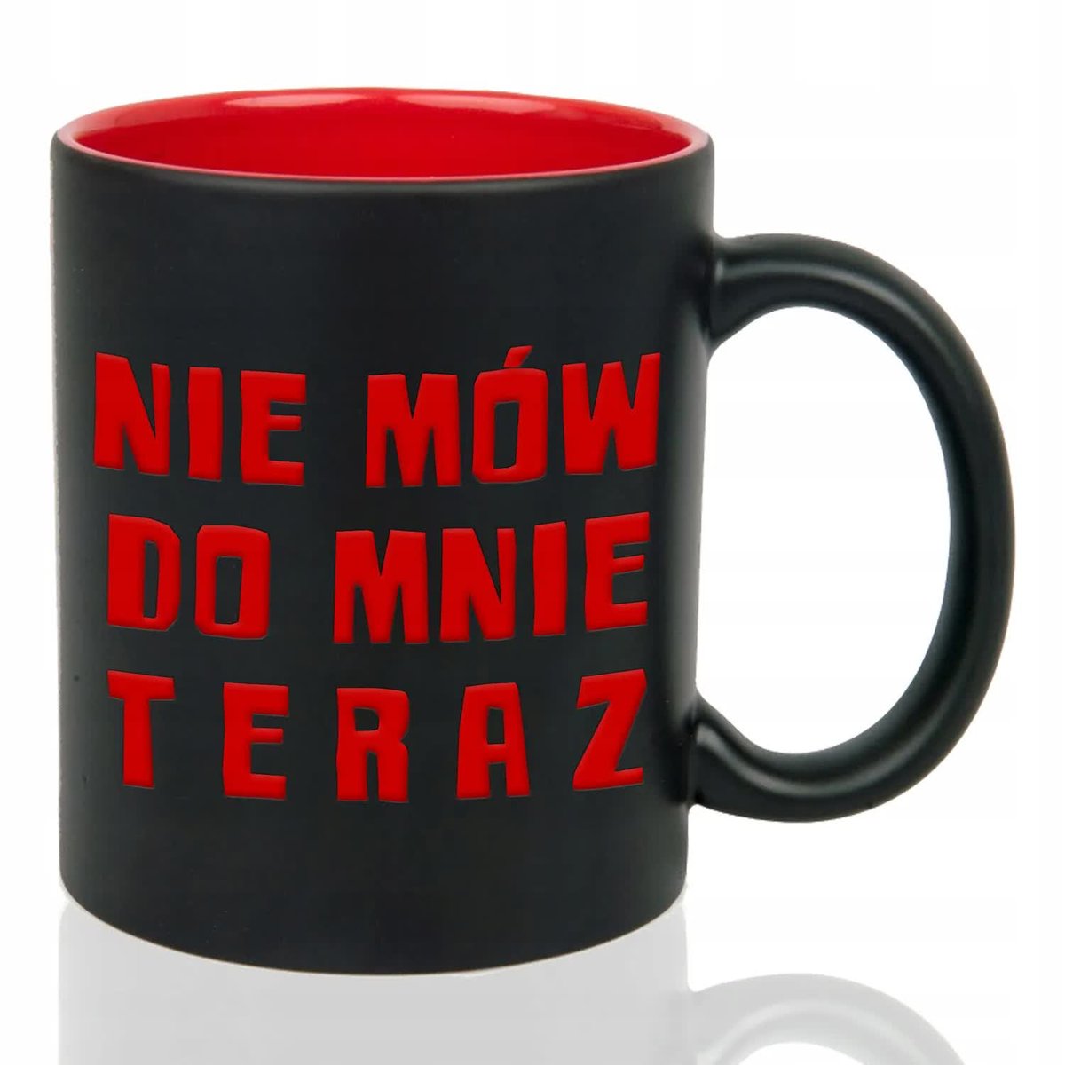 Kubek Czarny Wnętrze Czerwone NIE MÓ DO MNIE TERAZ Grawer Mix Wiele Wzorów