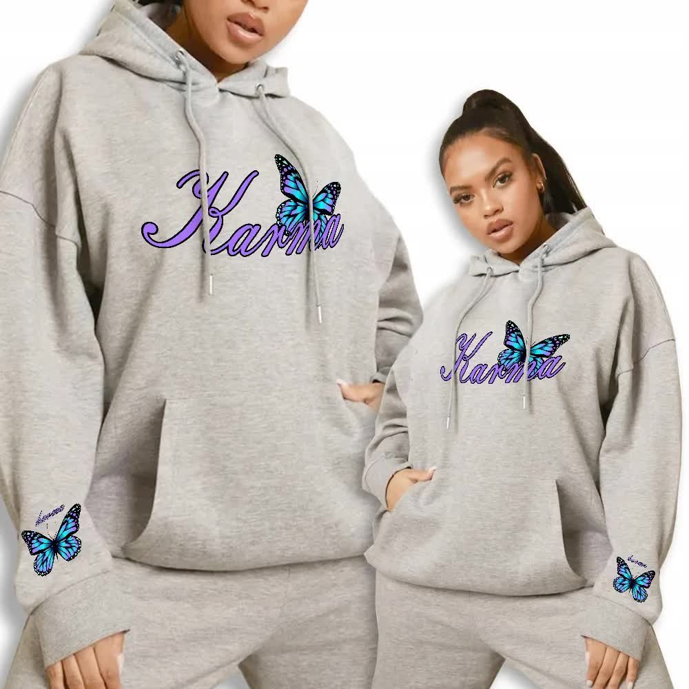Bluza Kangurek Szara Damska Karma Motyl Wzory Xxl