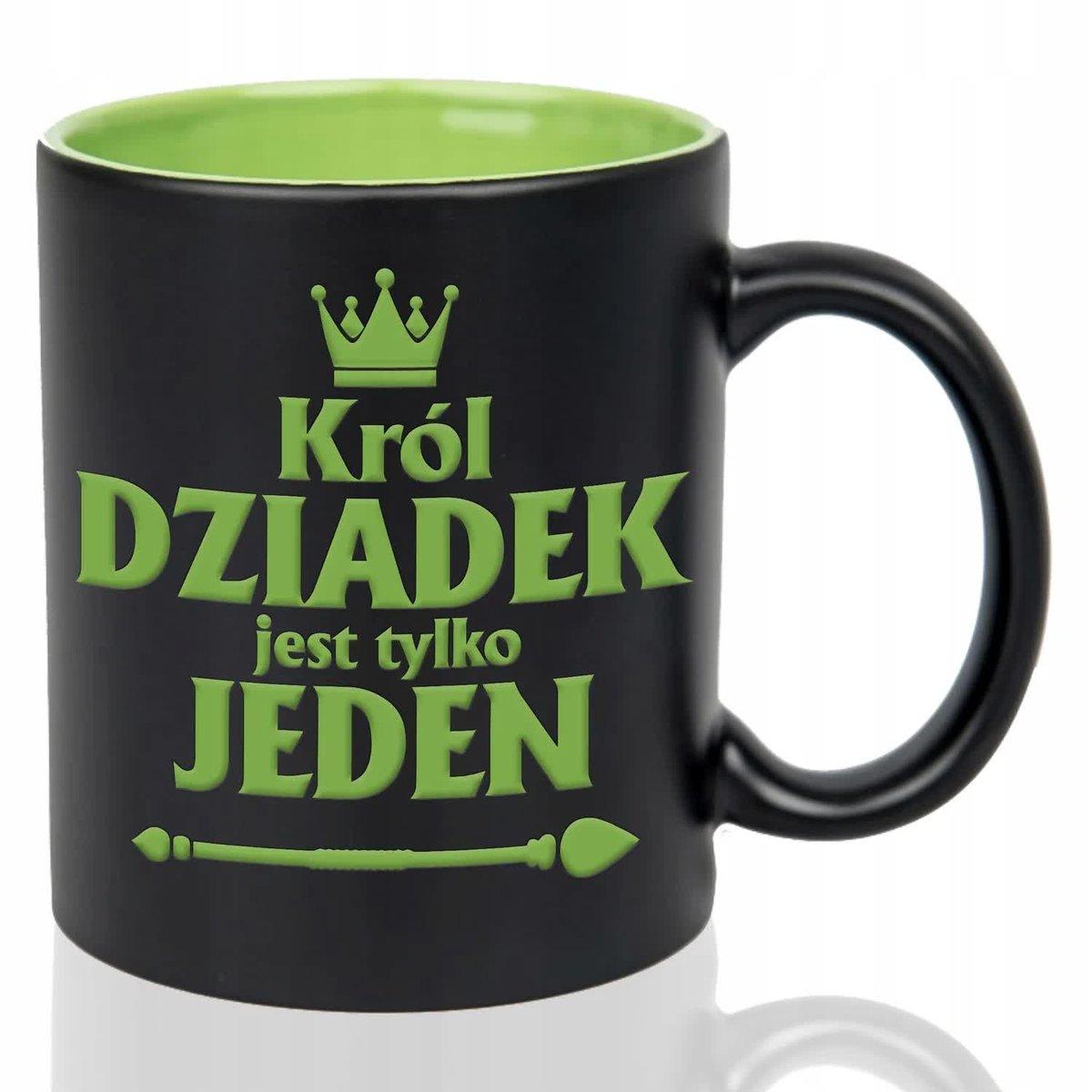 KUBEK GRAWER Zielony Na Prezent Urodziny KRÓL DZIADEK JEST JEDEN Wzory
