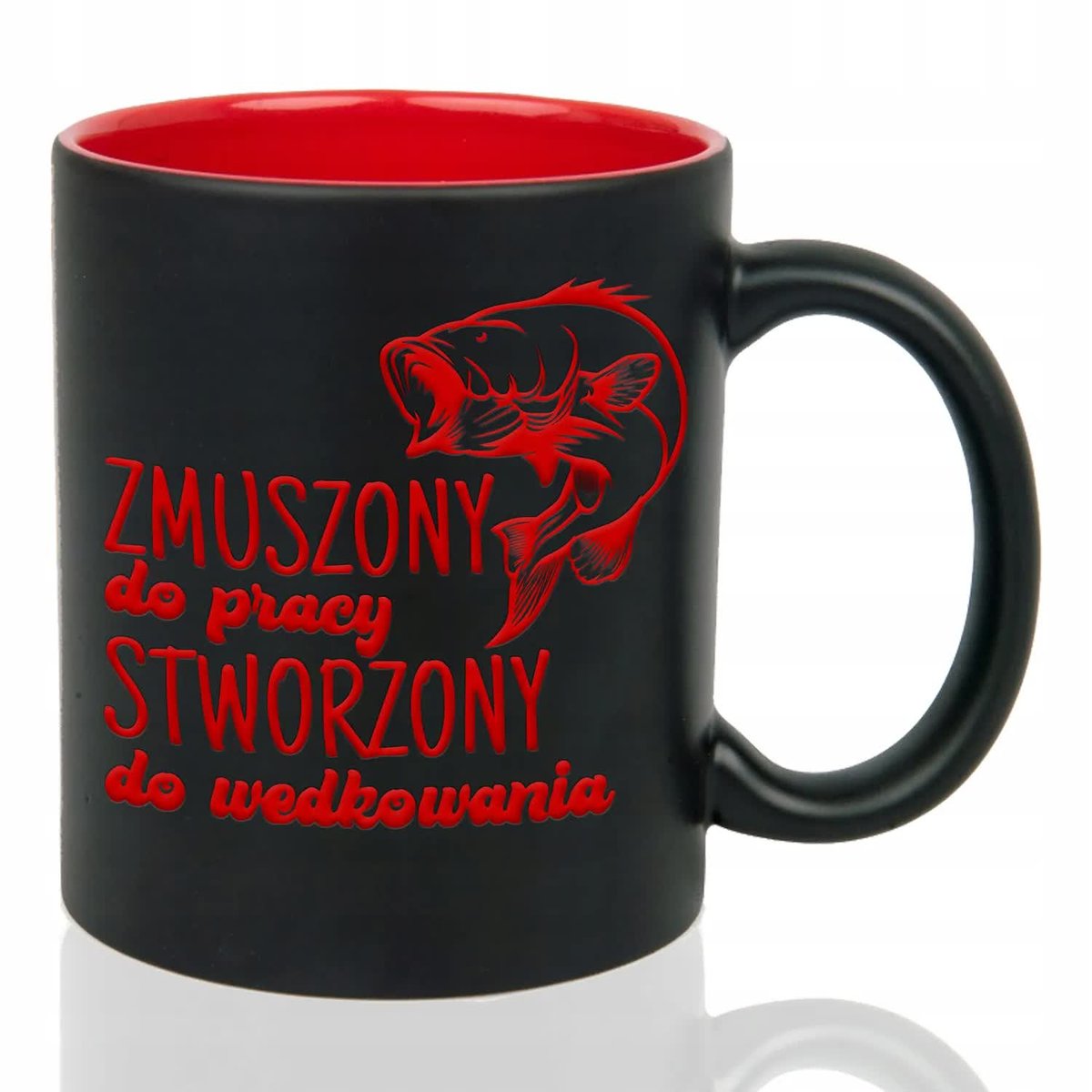 Kubek Grawer CZERWONY PREZENT DLA WĘDKARZA Stworzony do wędkowania Wzory