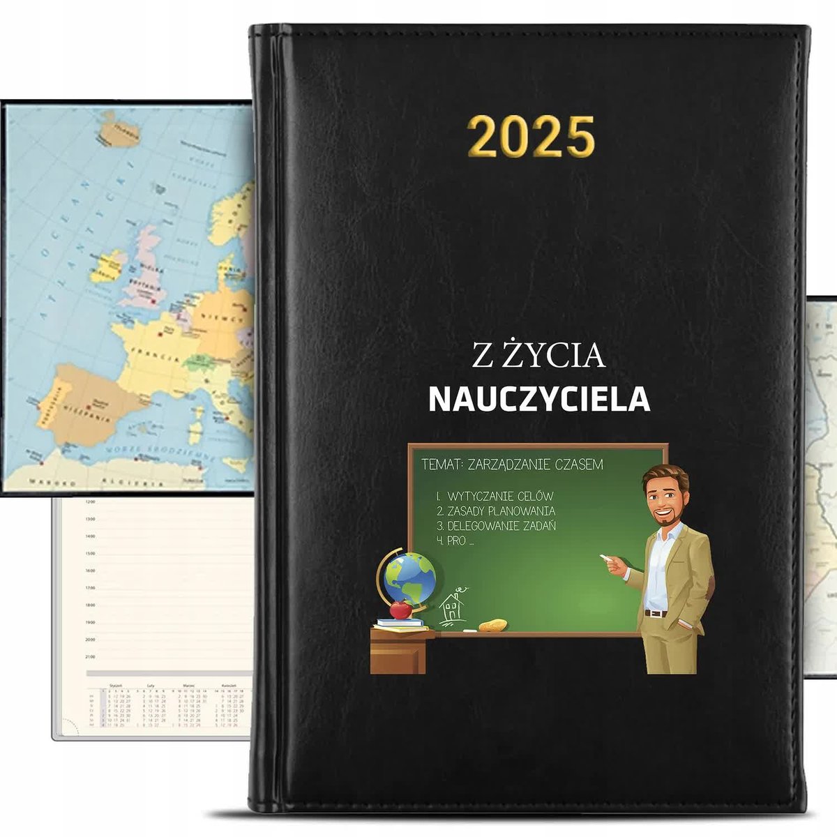 KALENDARZ 2025 Rok Książkowy Czarny Planer Termianarz Nauczyciela KREATOR