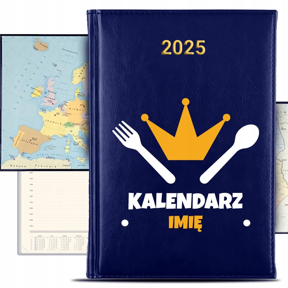KALENDARZ 2025 Książkowy Granat Planer dla Kucharza Kelnera Imię KREATOR