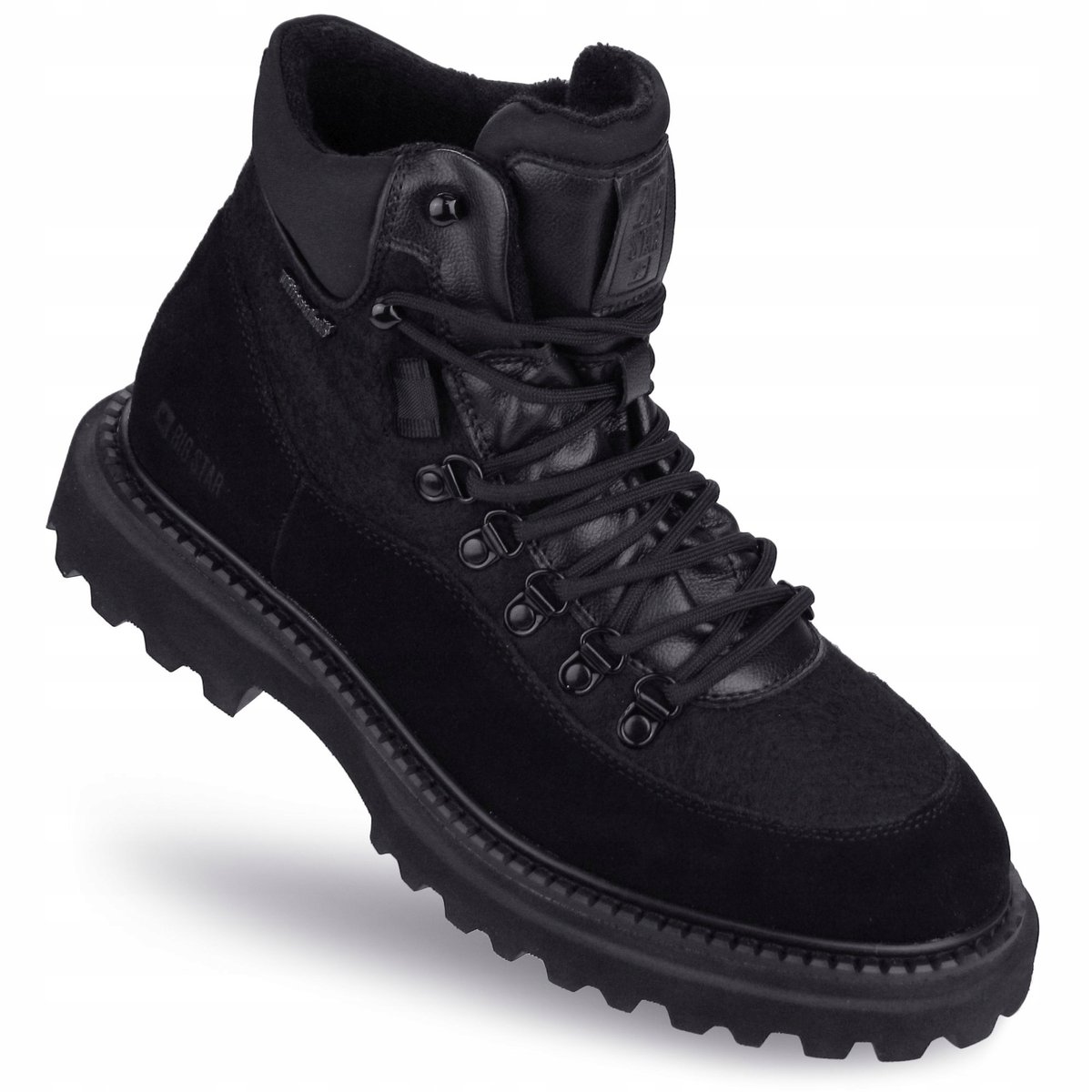 BUTY męskie ZIMOWE BIG STAR SKÓRZANE ocieplane TRAPERY OO174175 czarne 45
