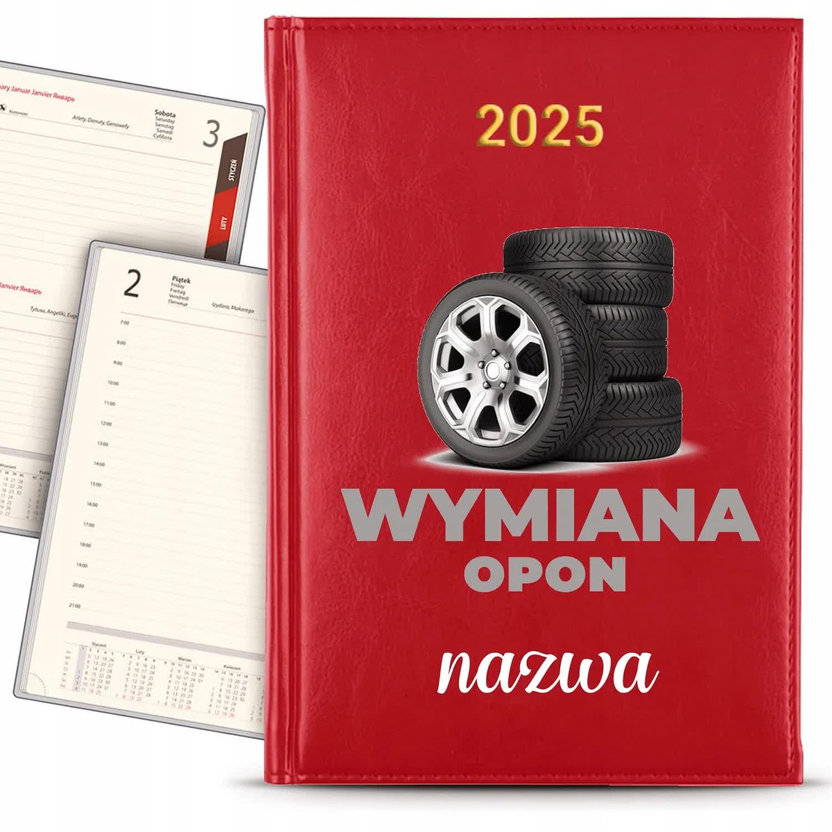 KALENDARZ 2025 Książkowy CZERWONY Planer Najlepszy Kierowca Imię KREATOR