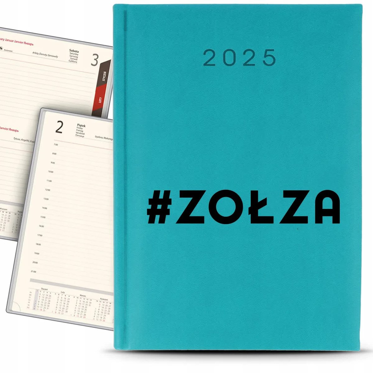 Kalendarz Książkowy A5 2025 Turkusowy #ZOŁZA Terminarz Planer Dziennik Wz