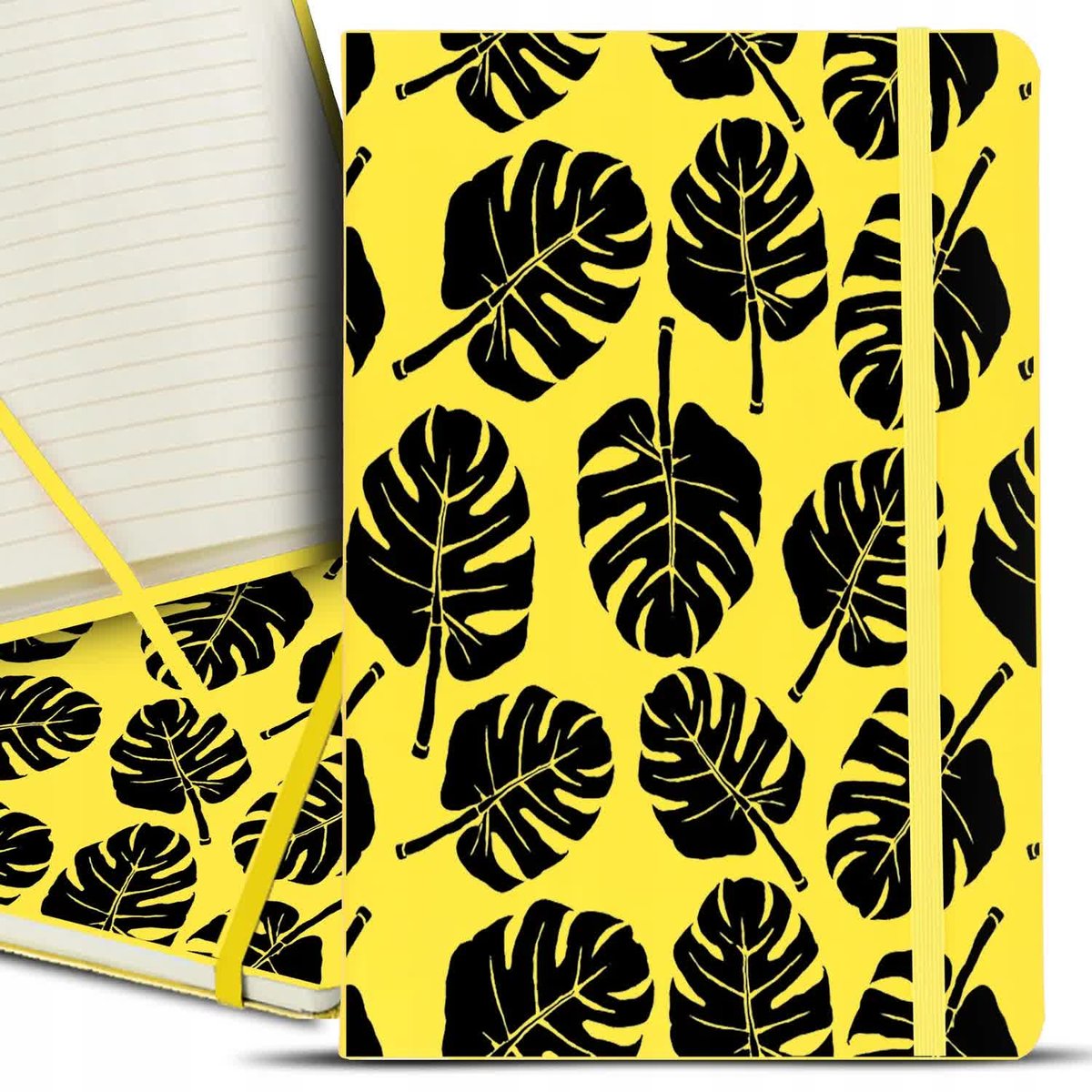 Notatnik Notes Planer W Linie A5 ŻÓŁTY Liście BOTANICZNE Wzory
