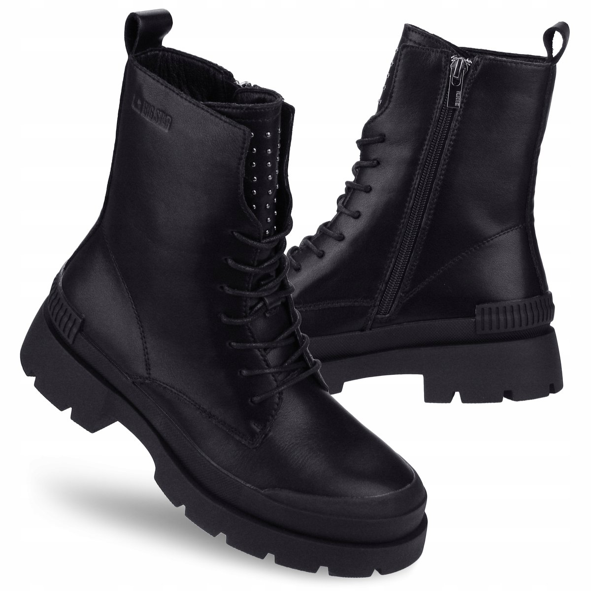 Botki buty ZIMOWE damskie BIG STAR OO274A269 SKÓRZANE trapery ocieplane 37