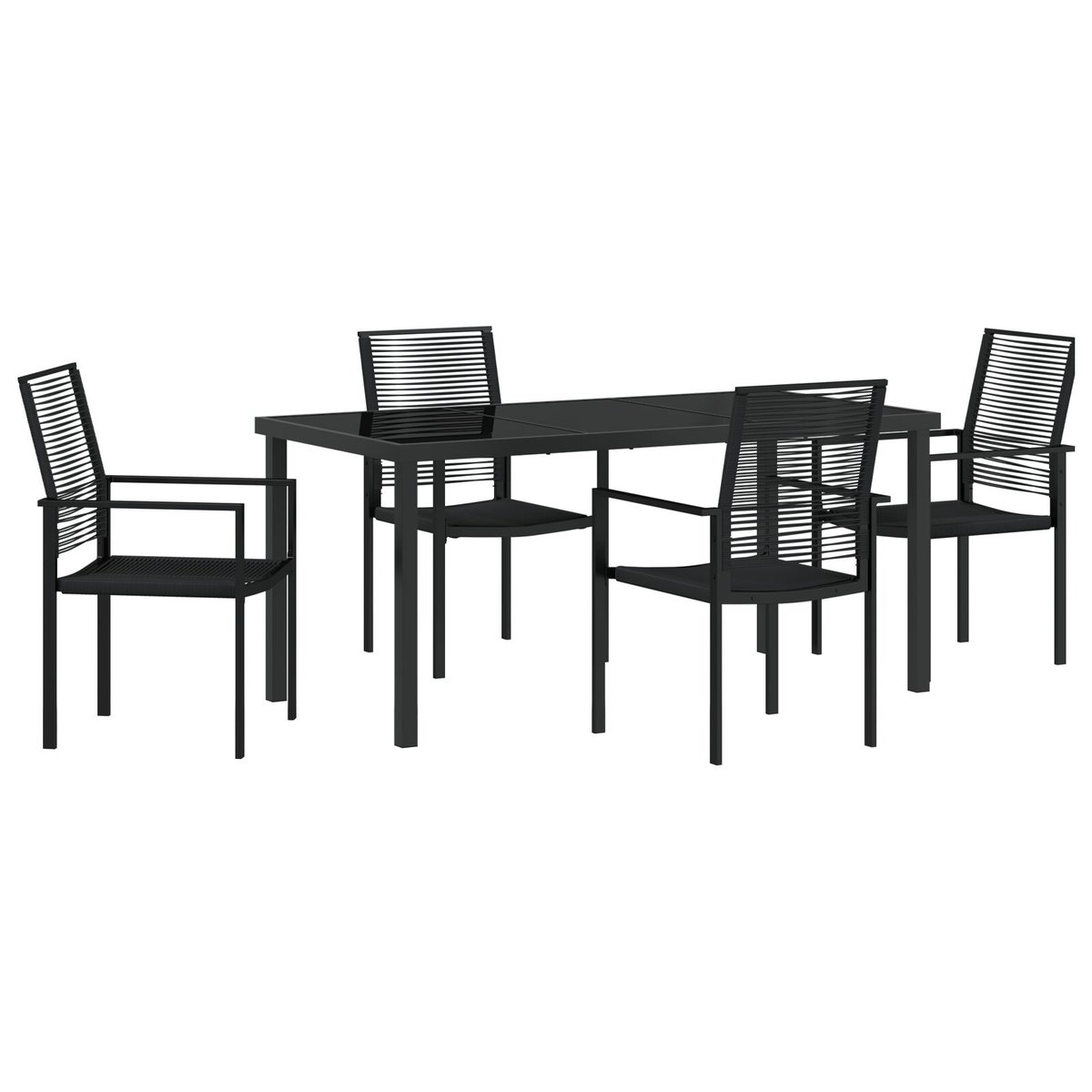 vidaXL 5-częściowy zestaw do jadalni ogrodowej czarny PVC rattan