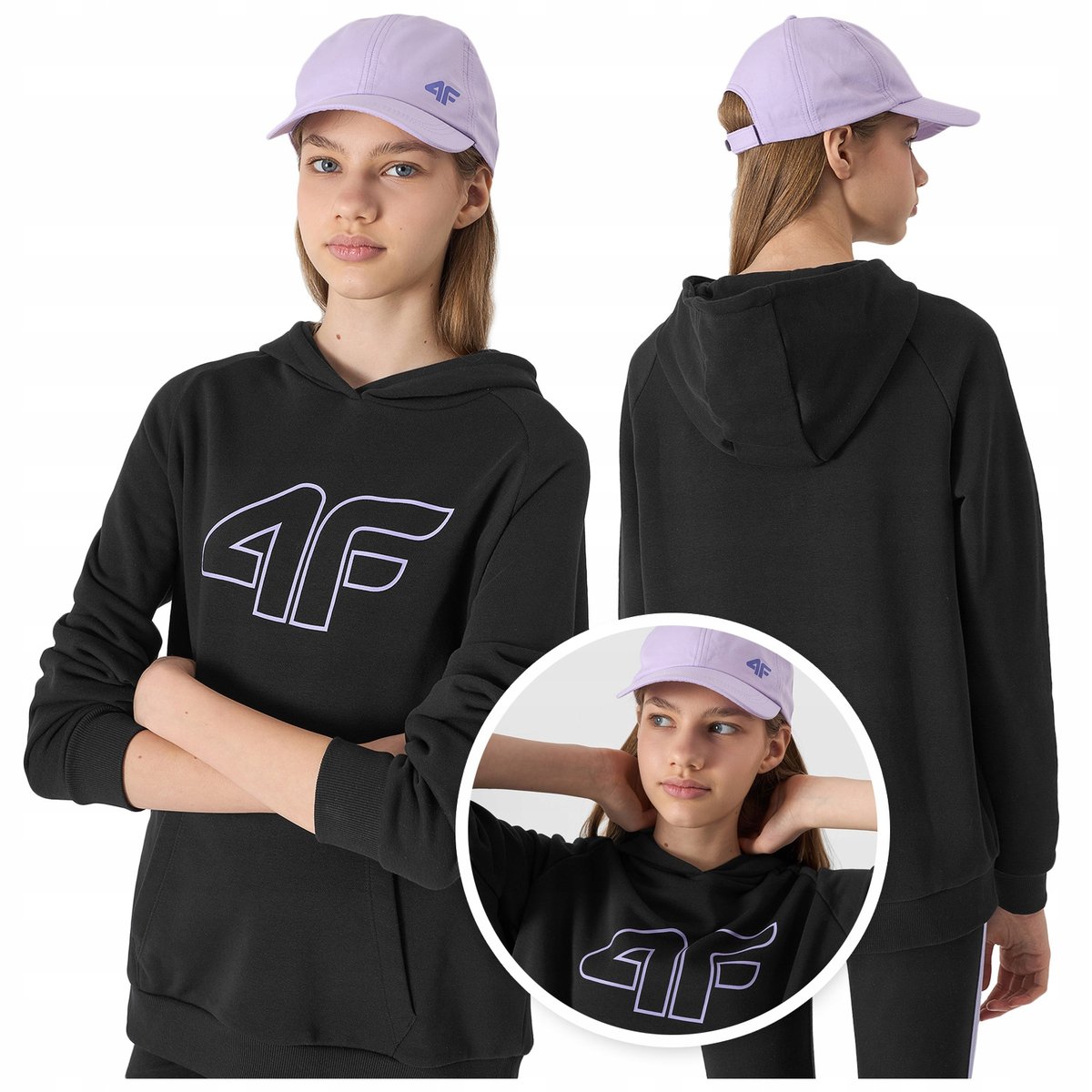 BLUZA dziecięca z KAPTUREM dla dziewczynki 4F dresowa 4FJWSS24TSWSF0921 122