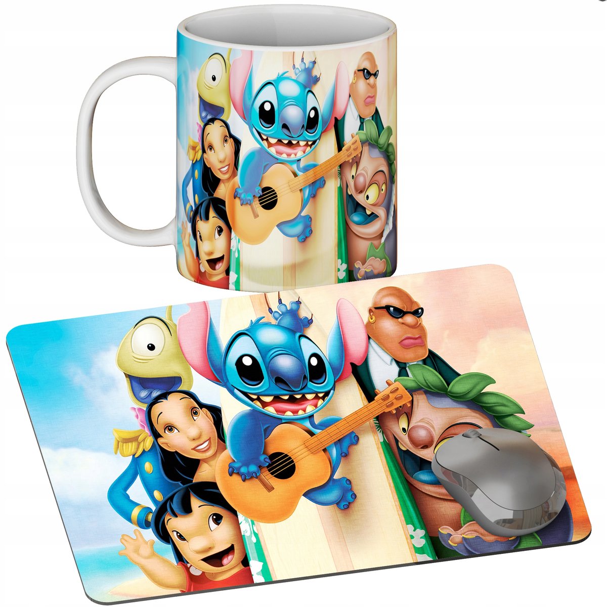 Zestaw Kubek + Podkładka - Lilo Stitch Stich - Prezent Wiele Wzorów + Imię