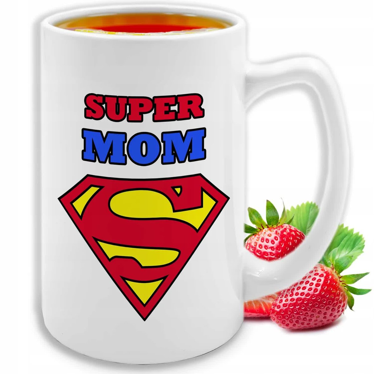 KUBEK DUŻY Super Mom BIAŁY CERAMICZNY Super Prezent Top100 WIELE WZORÓW
