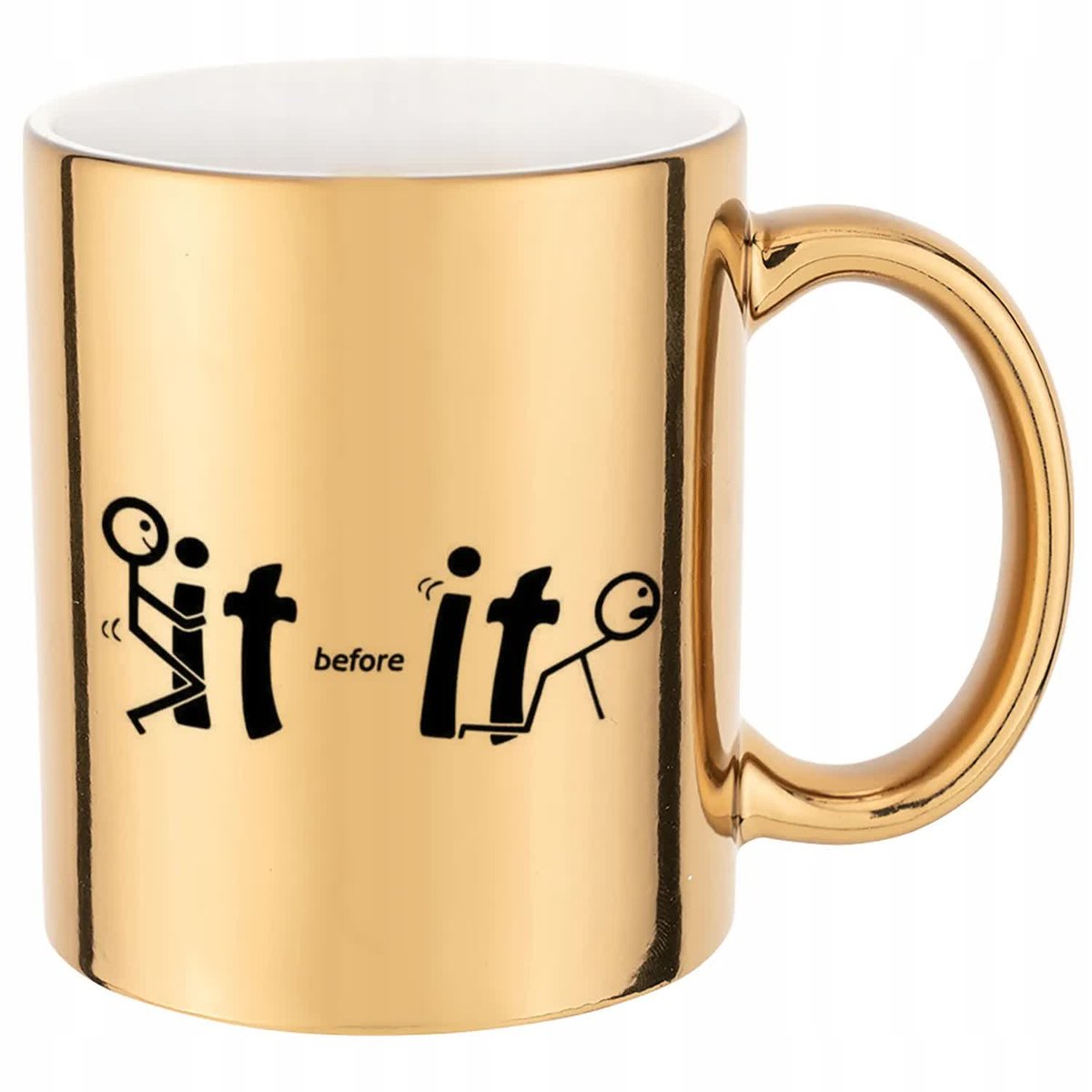 KUBEK ZŁOTY PREZENT IT BEFOR IT WYSOKIEJ JAKOŚCI NADRUK HARDCOROWE WZORY