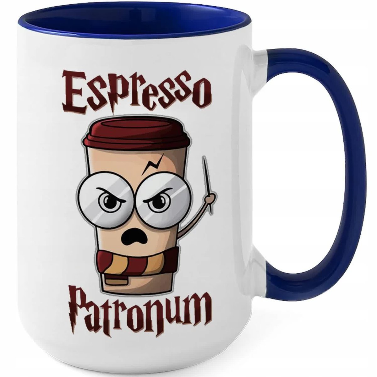 Kubek DUŻY Granatowy ESPRESSO PATRONUM Na Zabawny Prezent Wiele Wzorów