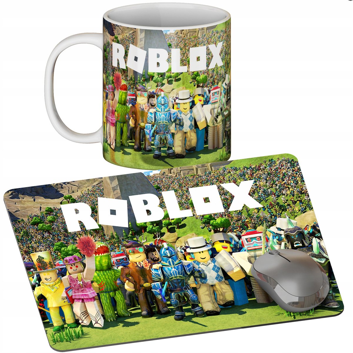 Zestaw Kubek + Podkładka - Roblox Gra Online - Prezent Wiele Wzorów + Imię