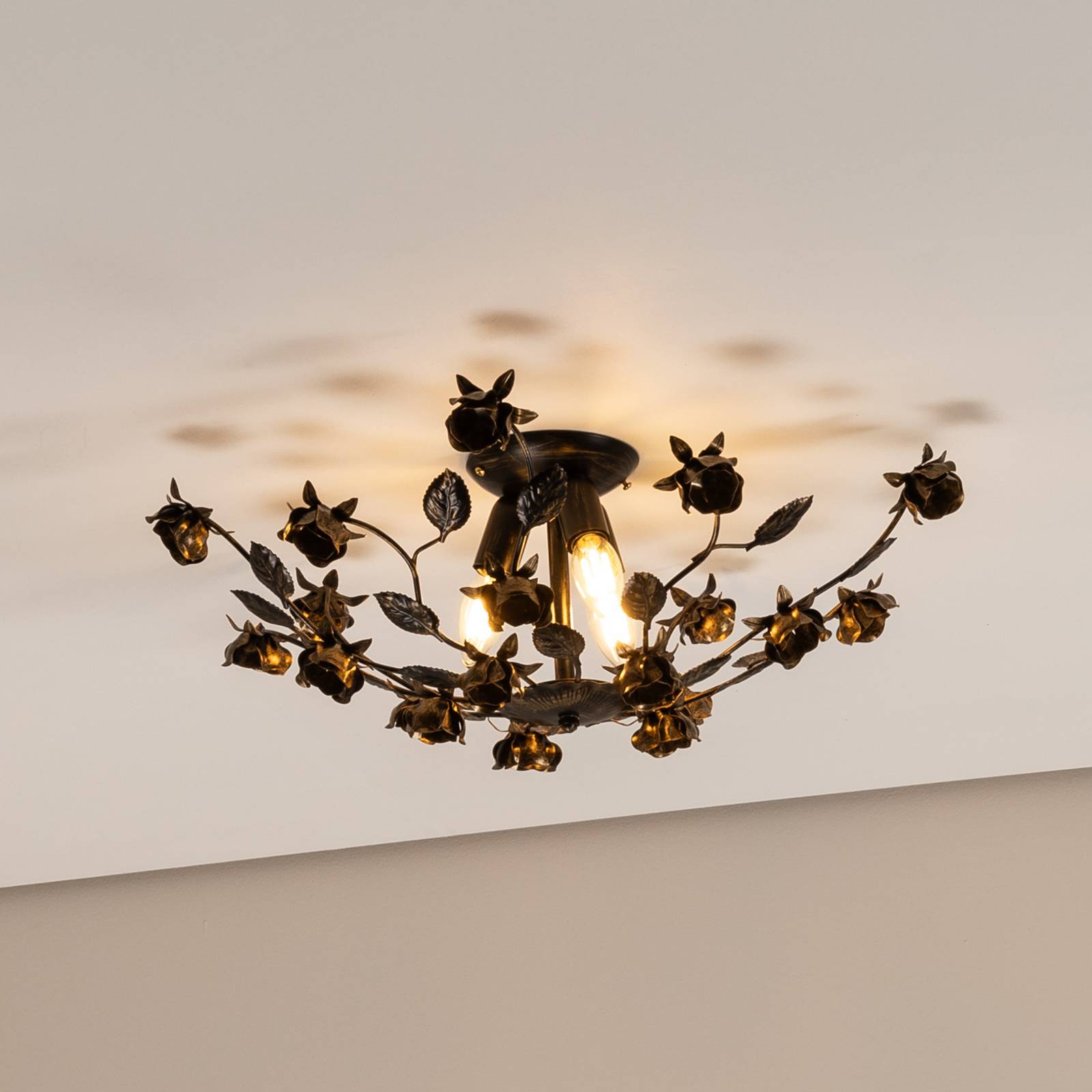 Lampa sufitowa Carolina ONLI, możliwość ściemniania, brązowy / mosiężny, salon / jadalnia, metal, florentyński
