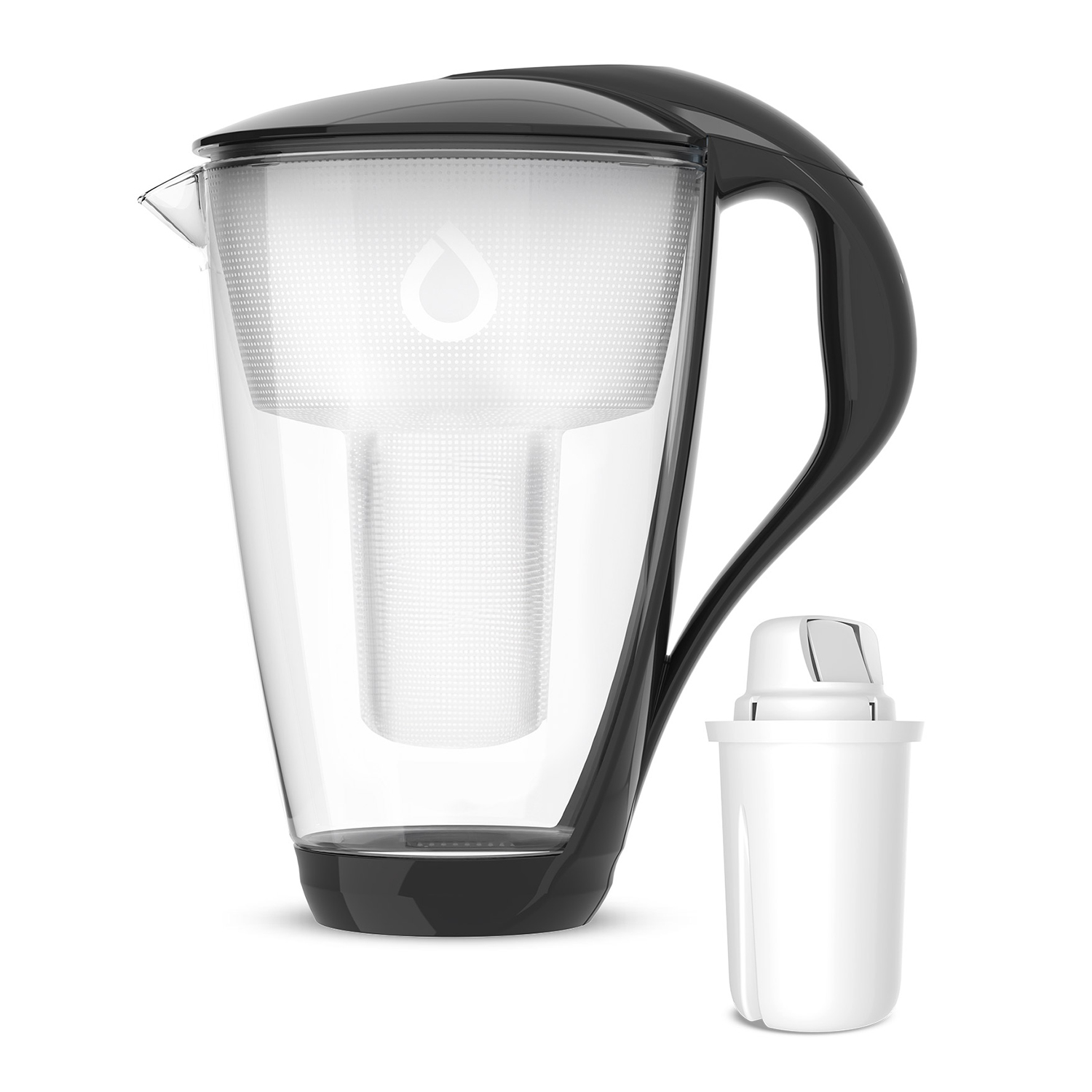 Dafi Crystal Led szklany dzbanek filtrujący czarny 2 l + filtr Classic 1 sztuka