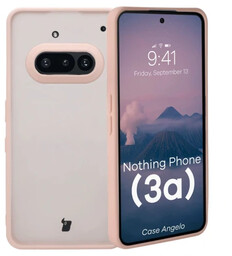 Bizon Etui Case Angelo do Nothing Phone (3a), półprzezroczyste z różową ramką