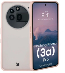 Bizon Etui Case Angelo do Nothing Phone (3a) Pro, półprzezroczyste z różową ramką