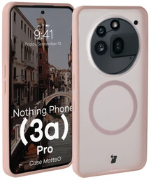 Bizon Etui z pierścieniem magnetycznym Case MatteO do Nothing Phone (3a) Pro, przydymione-różowe