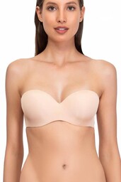 Biustonosz damski bardotka bezszwowa efekt push-up 1580 Fantastic Beige Sielei