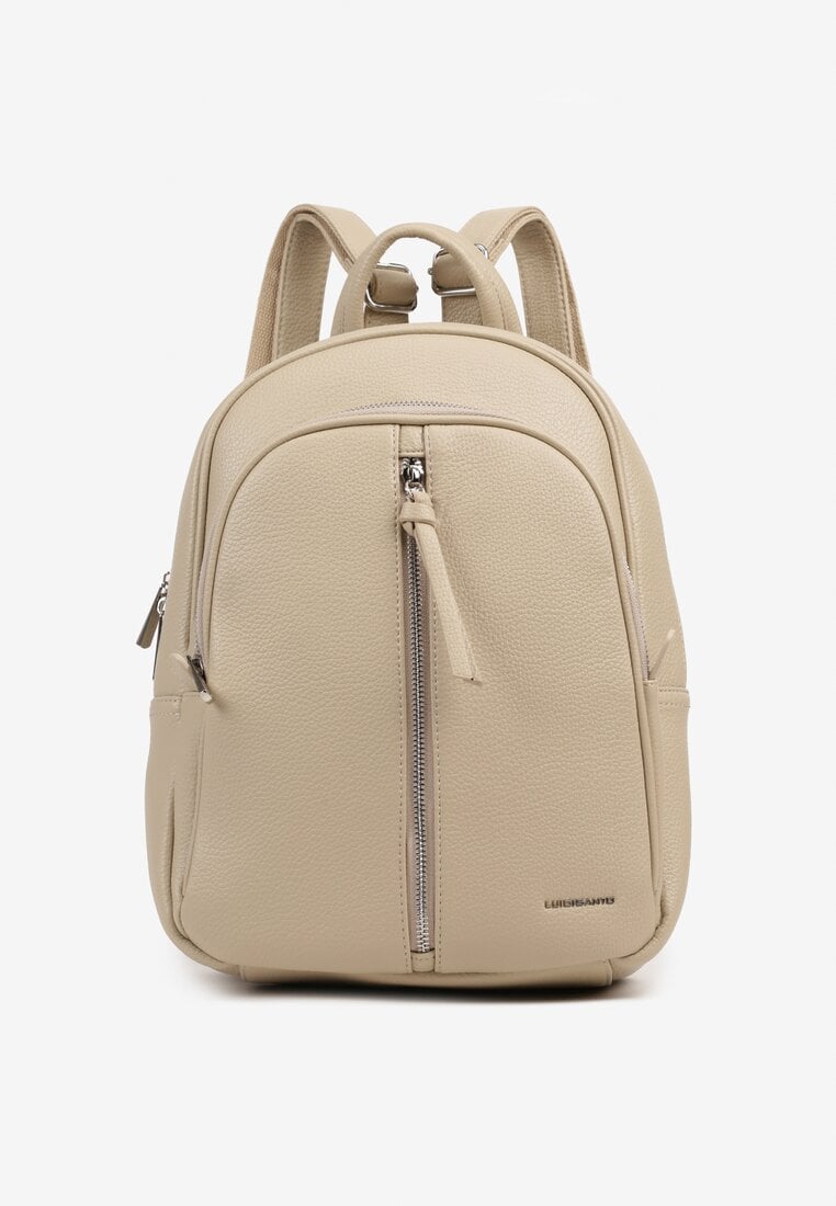 Beżowy Mały Plecak z Ozdobnym Suwakiem i Rączką Dralzeri