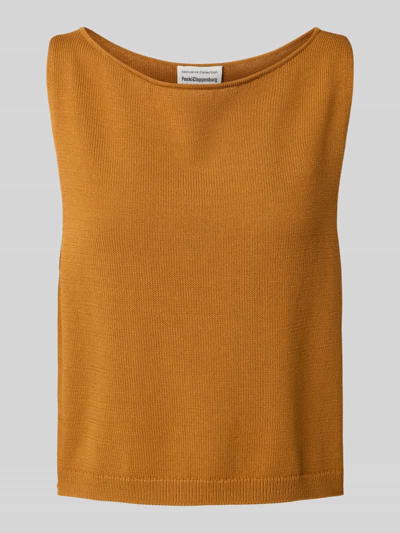 Top z dzianiny z dekoltem w łódkę