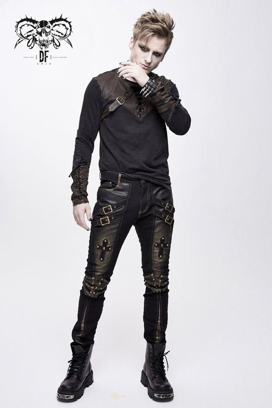 spodnie męskie DEVIL FASHION - CROSS (BLACK WITH BRONZE)-XXL