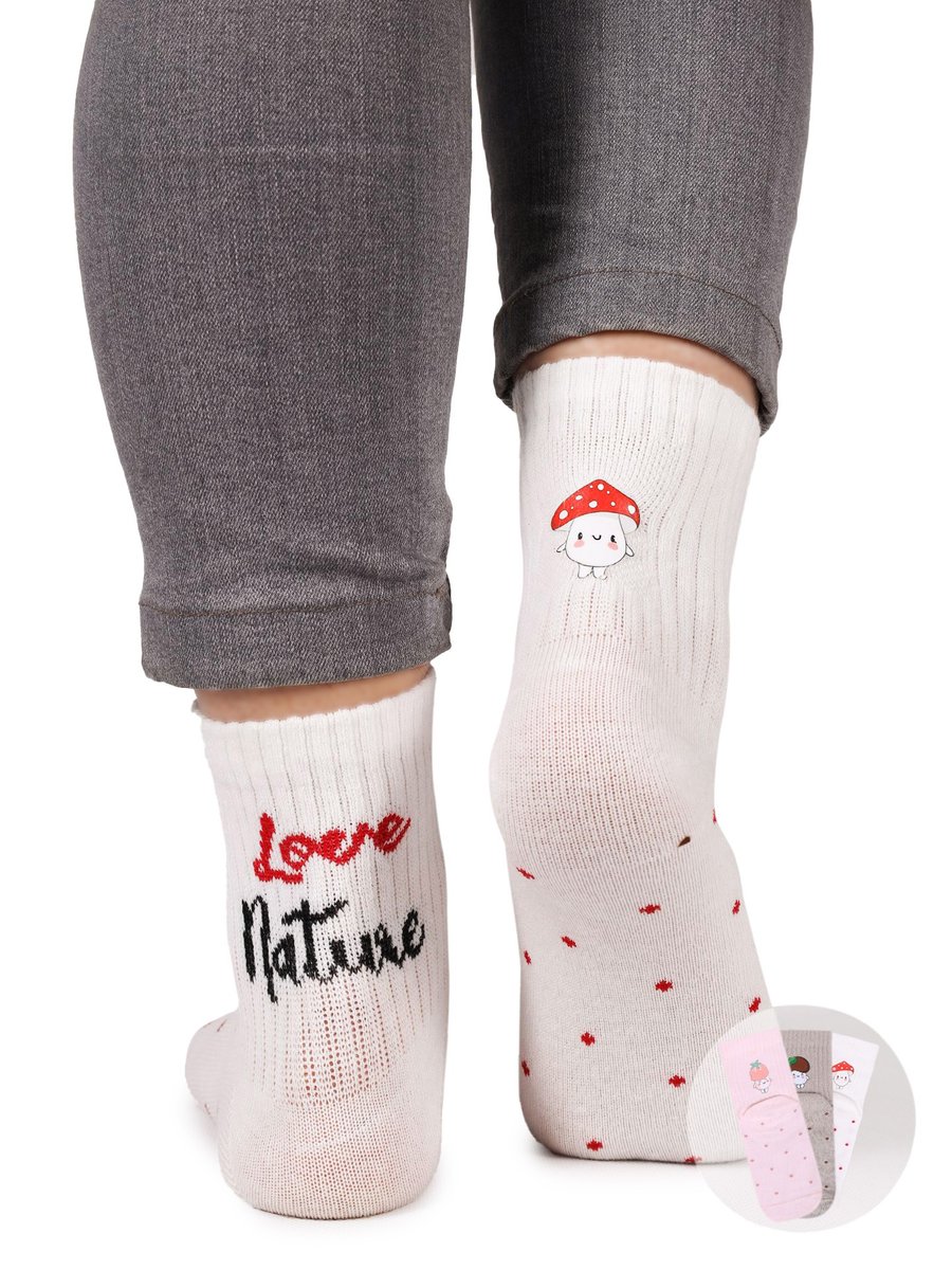 Skarpety dziewczęce dziecięce bawełniane LOVE NATURE 3PAK 31-34 YOCLUB