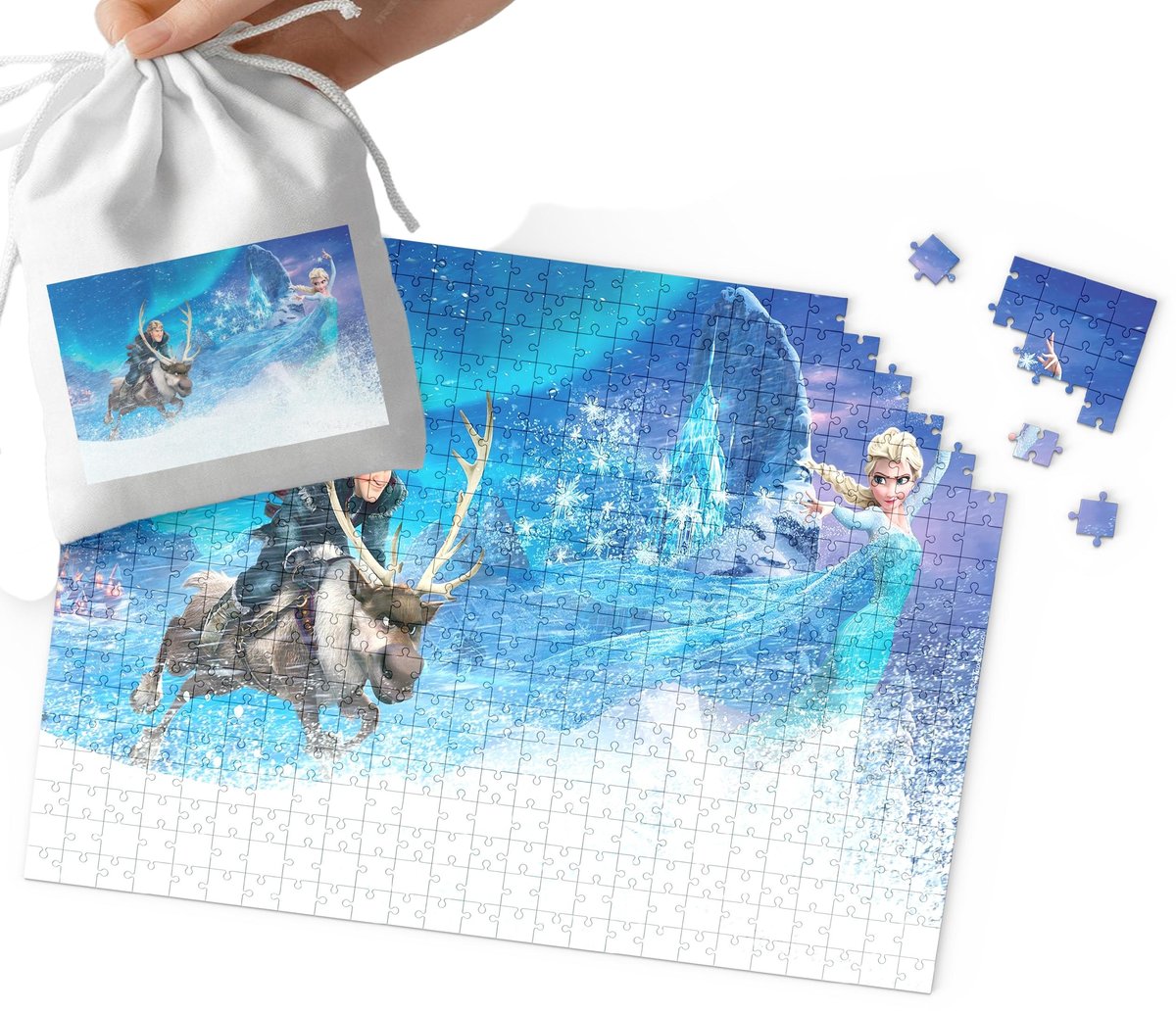 Puzzle Tradycyjne - Kraina Lodu Wzory Z Bajek Dla Dzieci 96El + Woreczek