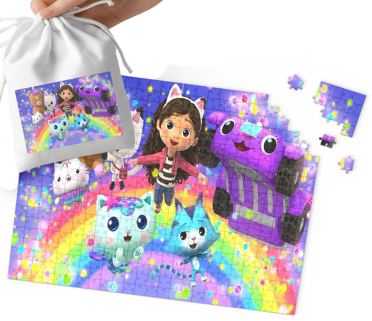 Puzzle - Koci Domek Gabi Wzory Z Bajek Dla Dzieci 96El + Woreczek