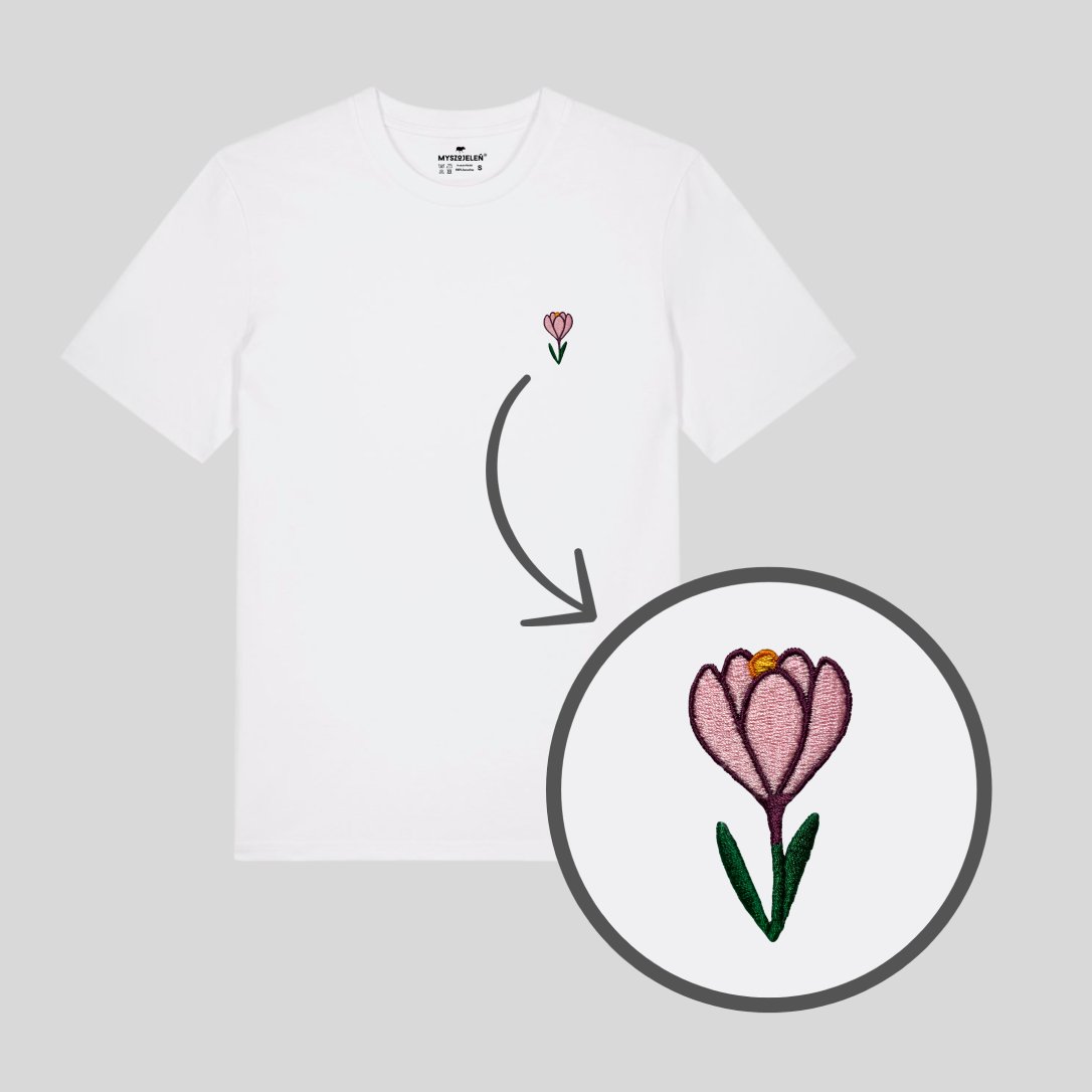 Haftowana koszulka - KROKUS - biały XL