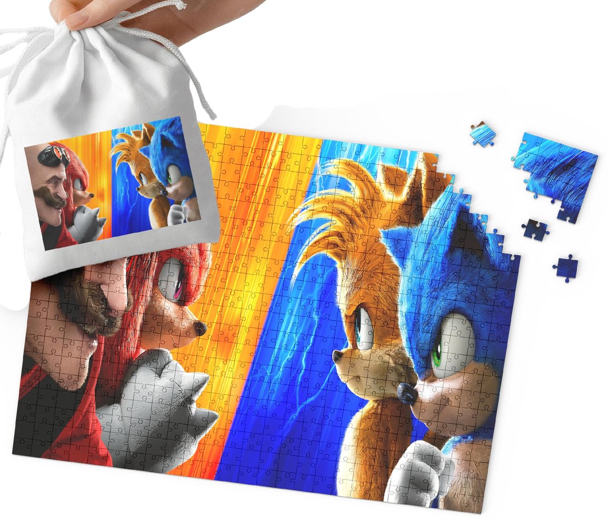 Puzzle - Sonic Wzory Z Bajek I Gier Prezent Dla Dzieci 252El + Woreczek