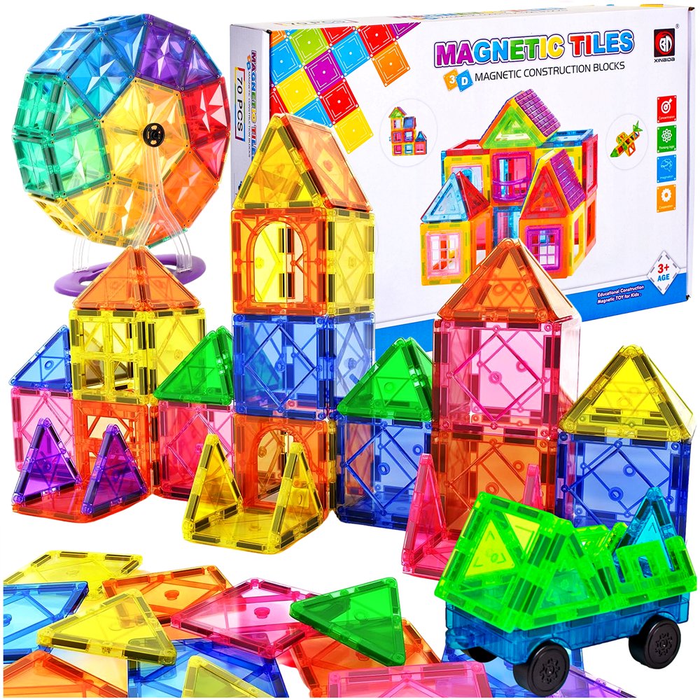 DUŻE KLOCKI MAGNETYCZNE Magnetic Tiles 3D EDUKACYJNE KONSTRUKCYJNE zestaw XXL 80 el DUŻE PANELE