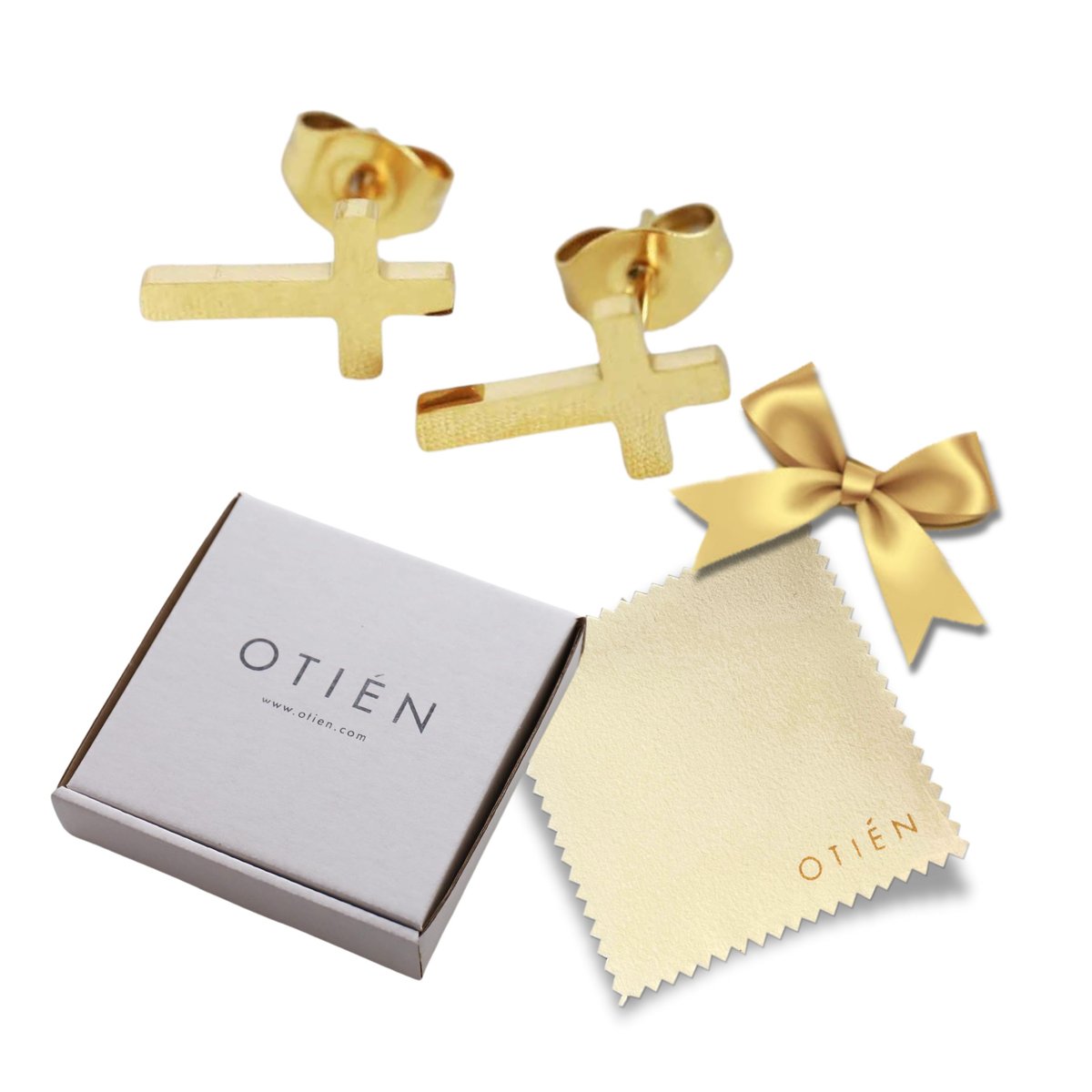 Kolczyki złote wkrętki krzyżyki ze stali szlachetnej