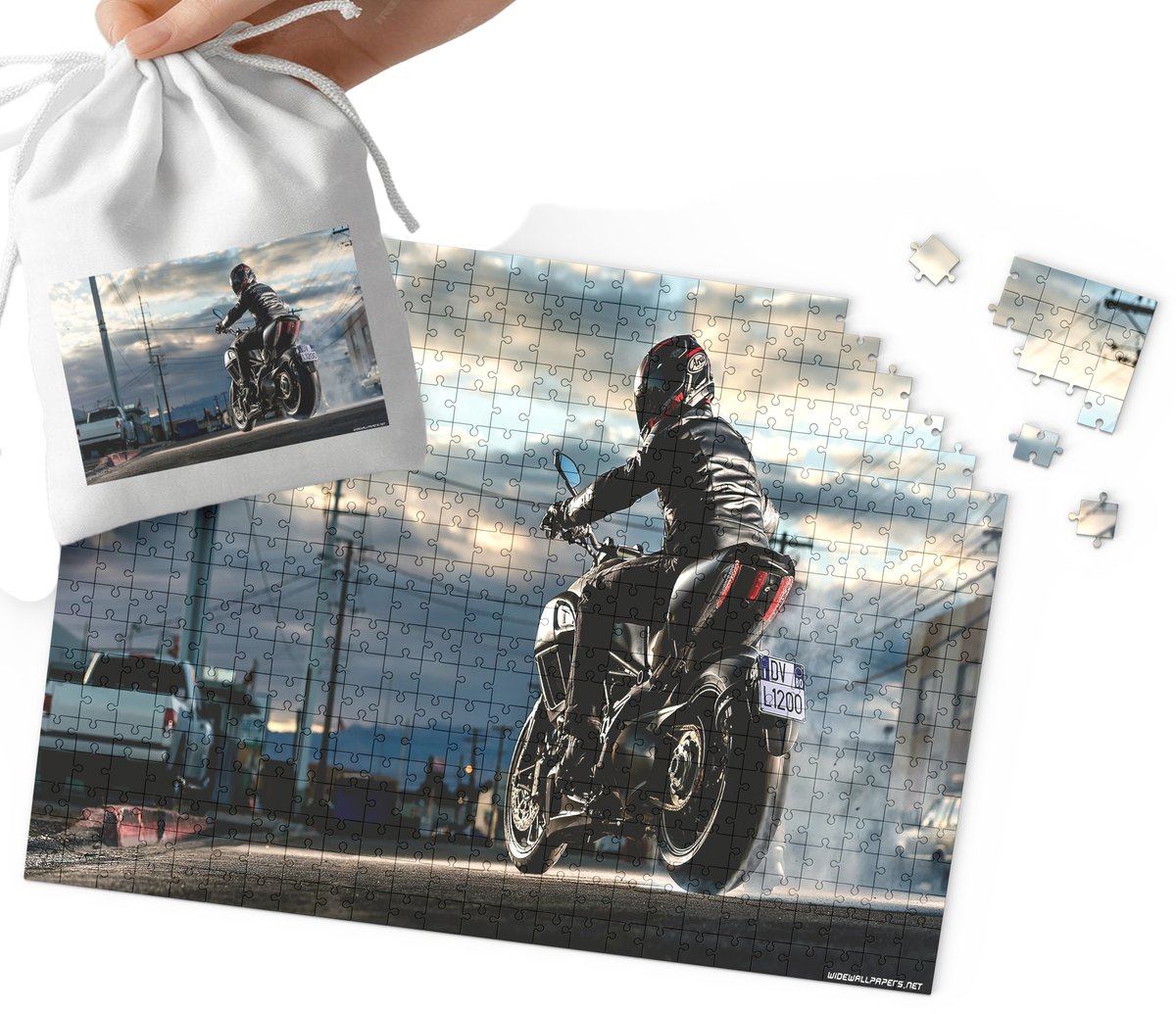 Puzzle Tradycyjne - Motor Motocykl Mega Wzory Prezent 252El + Woreczek
