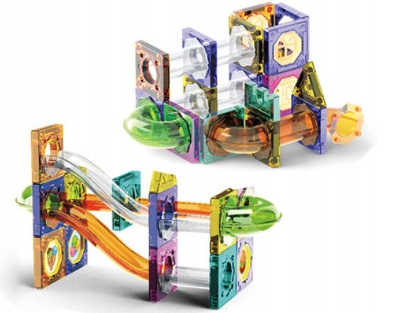 Klocki Magnetyczne 3D Tor Kulkowy Świecący Zestaw Diy 73 Elementy