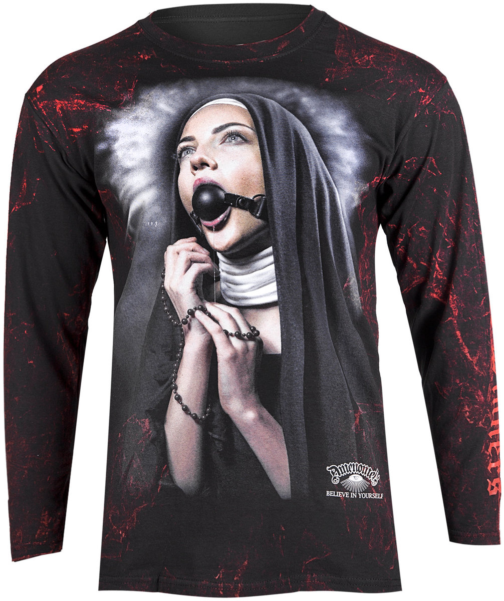 longsleeve AMENOMEN - NUN 2 (OMEN066LO_KOL ALLPRINT RED)-L