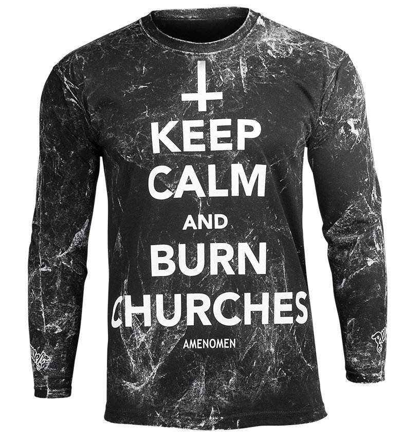 longsleeve AMENOMEN - KEEP CALM AND BURN CHURCHES (OMEN069LO ALLPRINT WHITE)-L