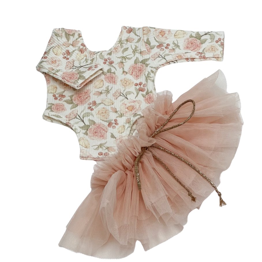 Zestaw dla lalek Minikane 34, Paola Reina Gordis 34 cm, Miniland 38 cm, body i spódniczka brzoskwinia